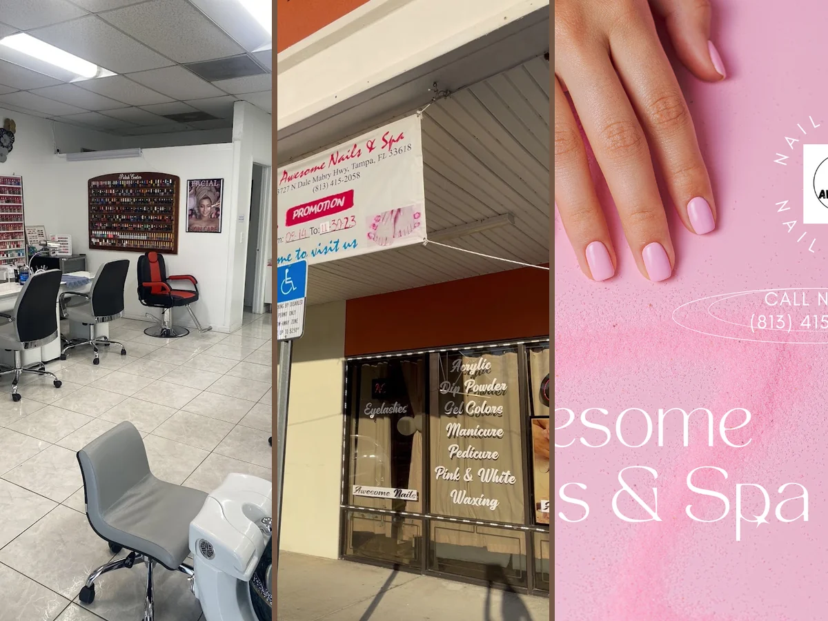 Nail technician shaping nails at a salon table.
